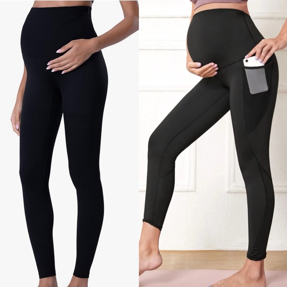 MATERNITY BUNDLE 2 Athletic Maternity Black Leggings Size Large L
